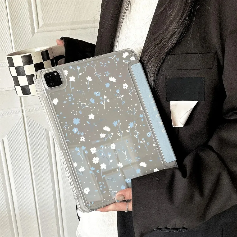 Floral Patterned 3+Y-Fold Tablet Cover
