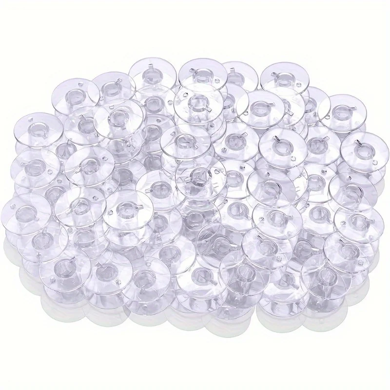 100pcs Transparent Spool Sewing Machine Spool Household Transparent Plastic Bobbin