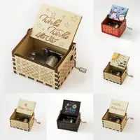 Classical Wooden Music Box Valentine's Day Crafts Hand Crank Carved Musical Box Fashion Gift Home Decoration 1