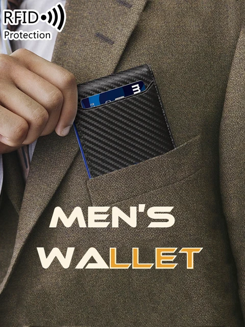 Minimalist men's wallet multifunctional RFID blocking front pocket portable card holder solid color large capacity 11 cardwallet 3