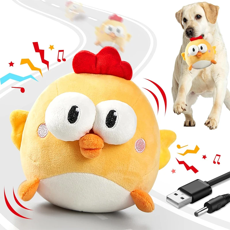 Rechargeable Interactive Pet Toy with Jumping Music and Squeaky Crinkle Ball