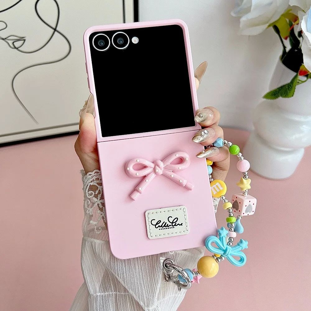 Candy Color Skin Feel Bow Tie Phone Case with Lanyard - Shockproof Protective Back Cover