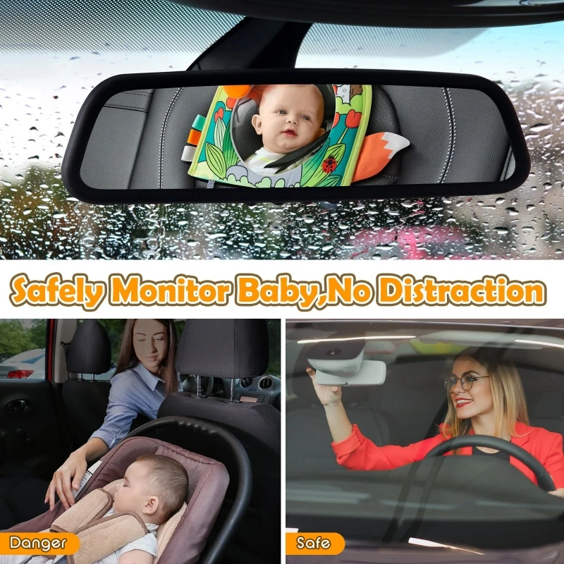 Baby Car Seat Mirror Infant Car Back Seat Rear View Mirror Kids Monitor Adjustable Education Sensory Toys for Children Travel