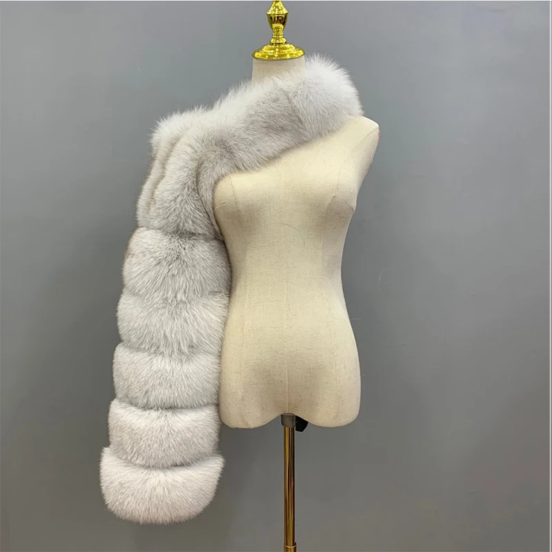 Winter Warm Clothes 2023 Silver Fox Faux Fur Coats Women One Shoulder Long Sleeve Warm Mink Jackets Furry Coat Femme Top