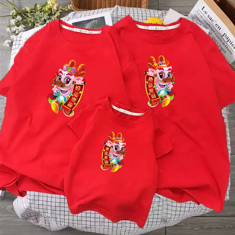 thumbnail image 2 of Camisetas navideñas a juego para la familia, papá, mamá, camisetas de algodón para padre y madre, camisetas rojas de manga corta con aspecto divertido, trajes de fiesta de Navidad y Año Nuevo, 2 of 5