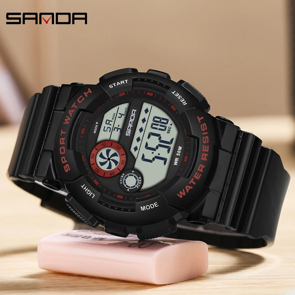 

SANDA 6114 Luxury Military Electronic Watch LED Waterproof Shockproof Sport Individual Student Children's Digital Wristwatches