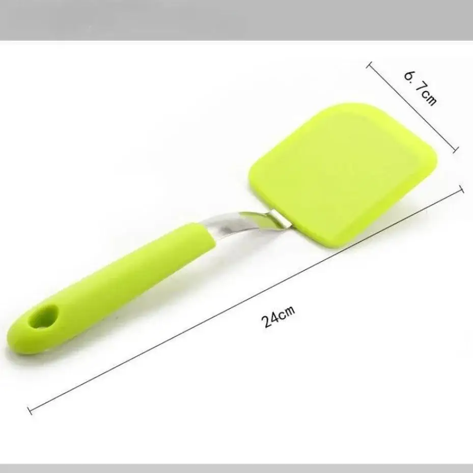 1 Pcs Silicone Frying Fish Spatula CookingTools Stainless Steel Handle Silicone Frying Spatula Kitchen Tool Frying Pan Spatula