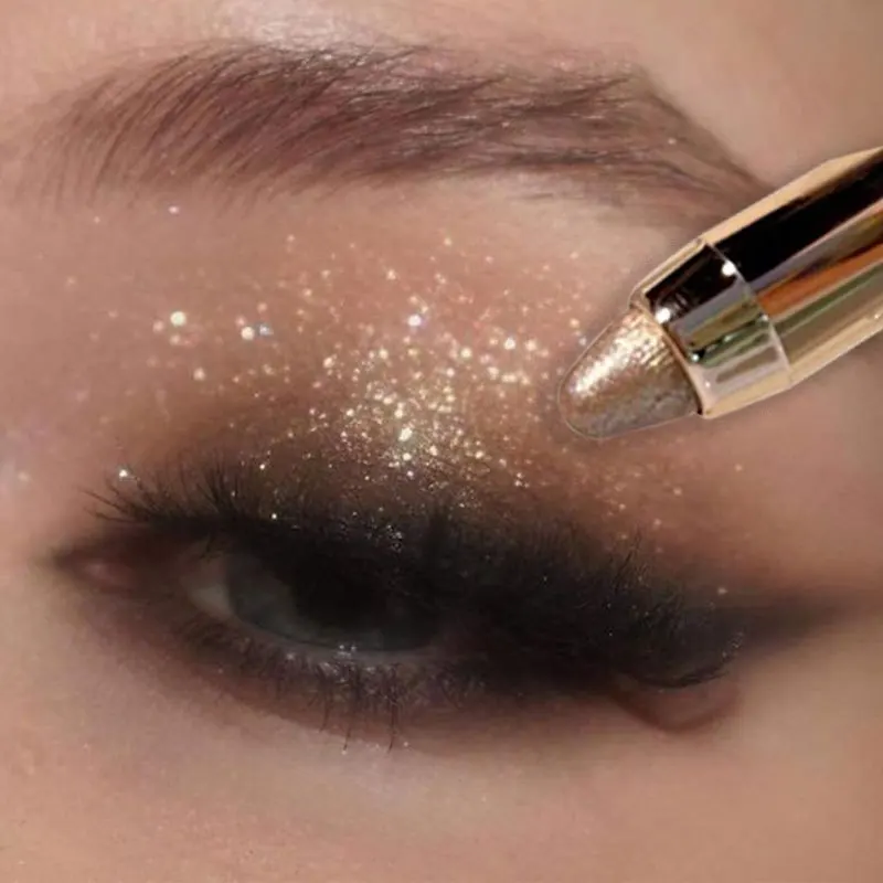Eyeshadow Pen Glitter Highlighter Pen Eyelid Under Crease Brightening Waterproof Eyeliner Pencil Cosmetics with Sponge Brush