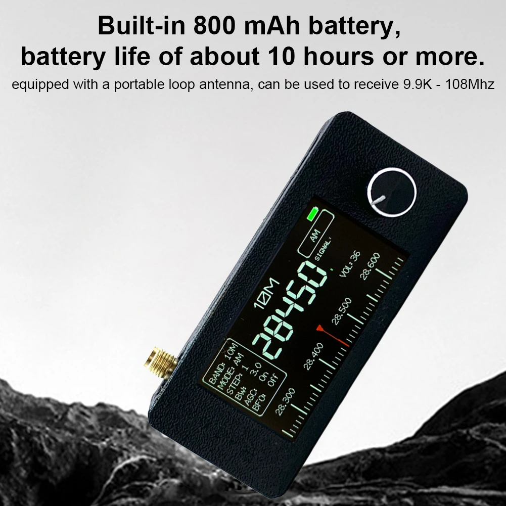 Radio Receiver SI4732 0.5-108mhz Portable Radio 1.9inch IPS Screen FM/AM HF SW MW VHF