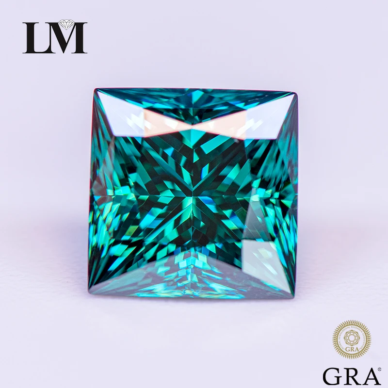 

Moissanite Stone Primary Color Emerald Green Princess Cut Gemstone Lab Grown Diamond Woman Charms Jewelry