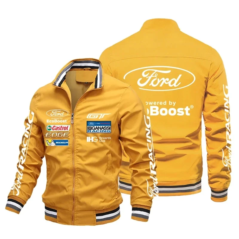 남성용 지퍼 재킷 및 스포츠 셔츠, 맞춤형 캐주얼 재킷, 자동차 브랜드 로고, 가을 2024 적합