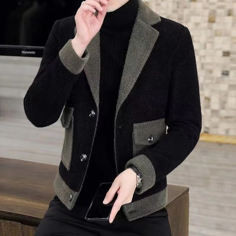 Fashion Lapel Button Spliced Pockets Letter Casual Coats Men's Clothing 2023 Autumn New Oversized Korean Tops All-match Jackets