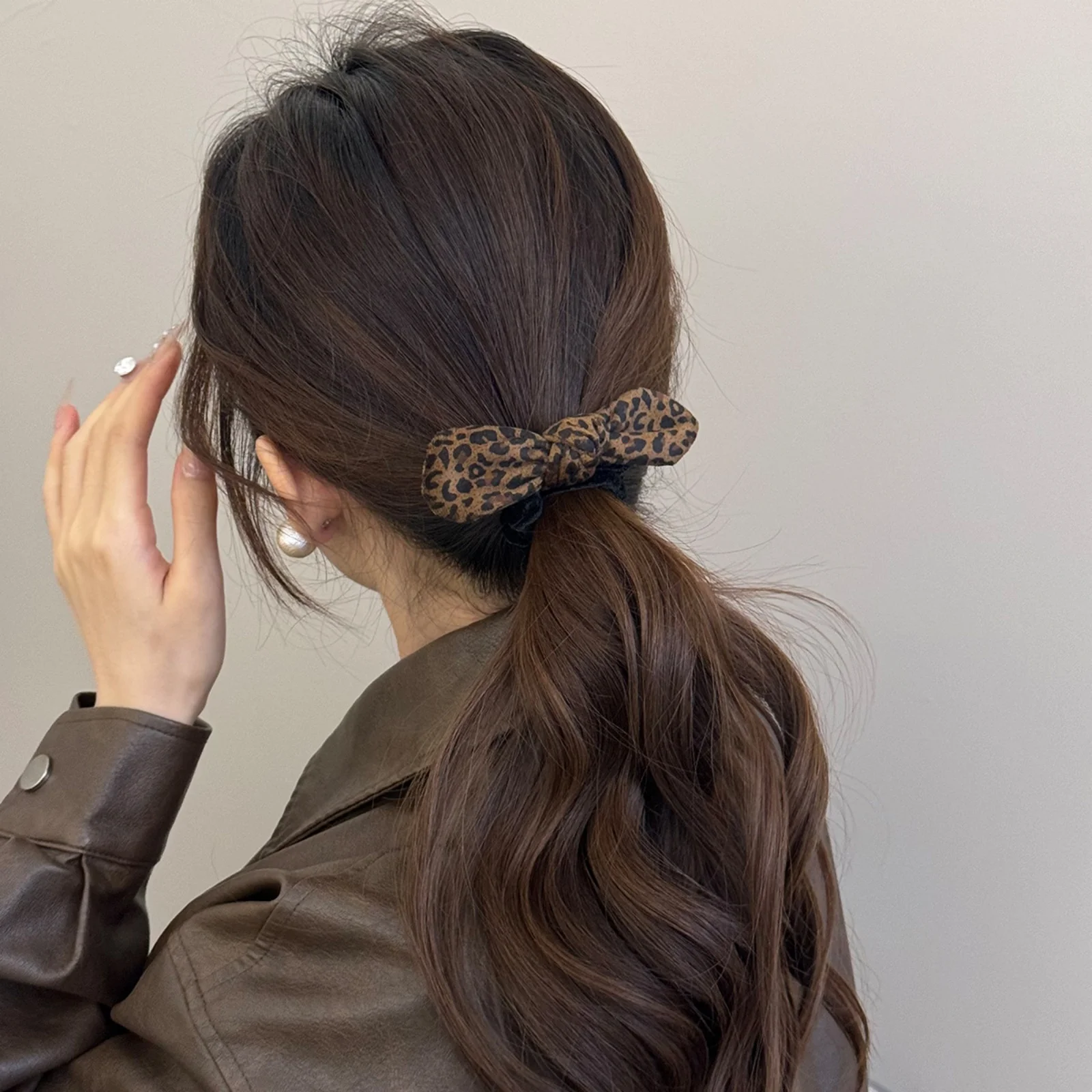 1PC Leopard Bow Hair Ties For Women Autumn Winter Vintage Fashion Hair Accessories Elastic Hair Bands Stylish Hair Decorations