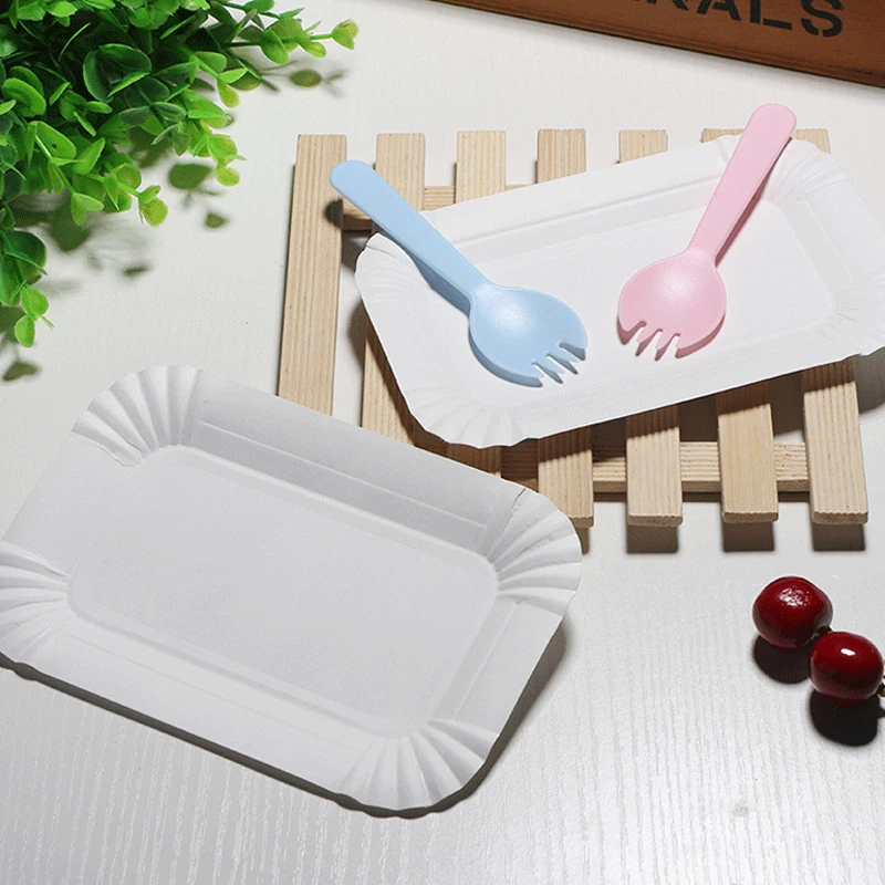 Rectangle round disposable dessert cake plate wedding party environmental protection paper plate tableware