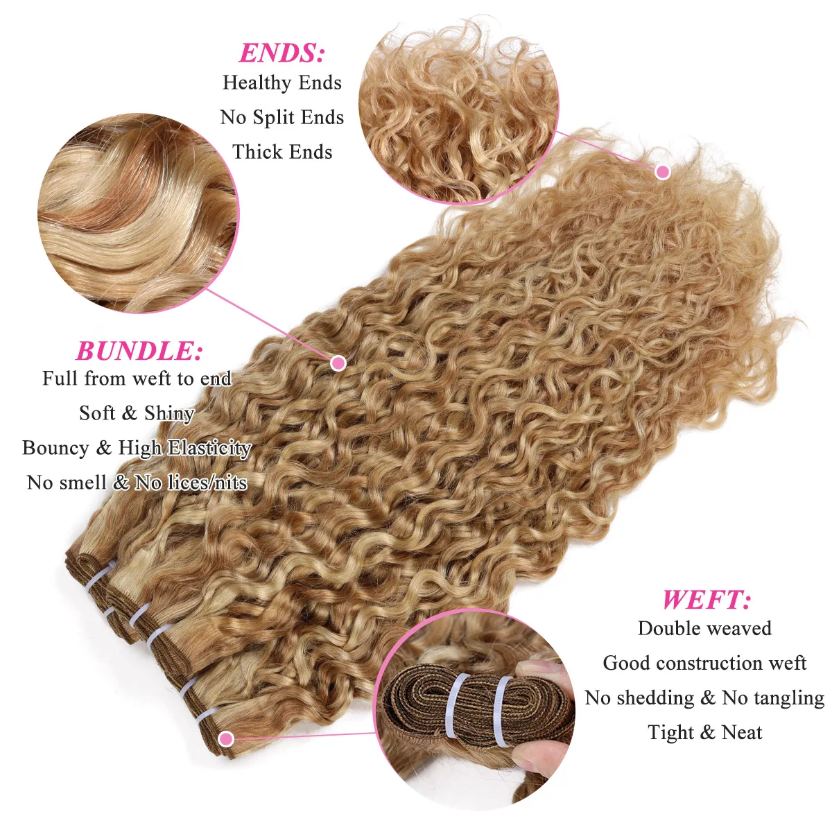 Ombre Peruvian Water Wave Two Tone Remy Human Hair Extensions Weave Bundles Auburn 12"-26" human hair bundles