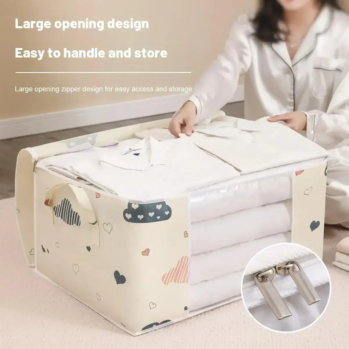 1pc Blue/White Quilt Clothes Storage Bag Moisture Dust Proof Proof Organizer Big Capacity Duvet Blanket Sorting Bags 6
