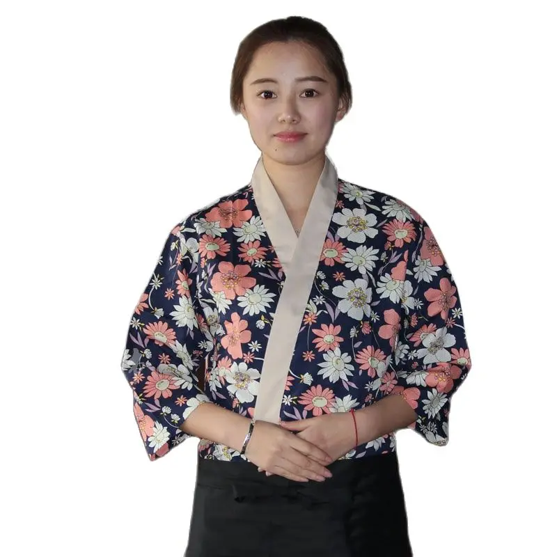 Restaurant service uniform Japan Cuisine Print chef uniform Waitress Kimono Work wear chefuniform091803