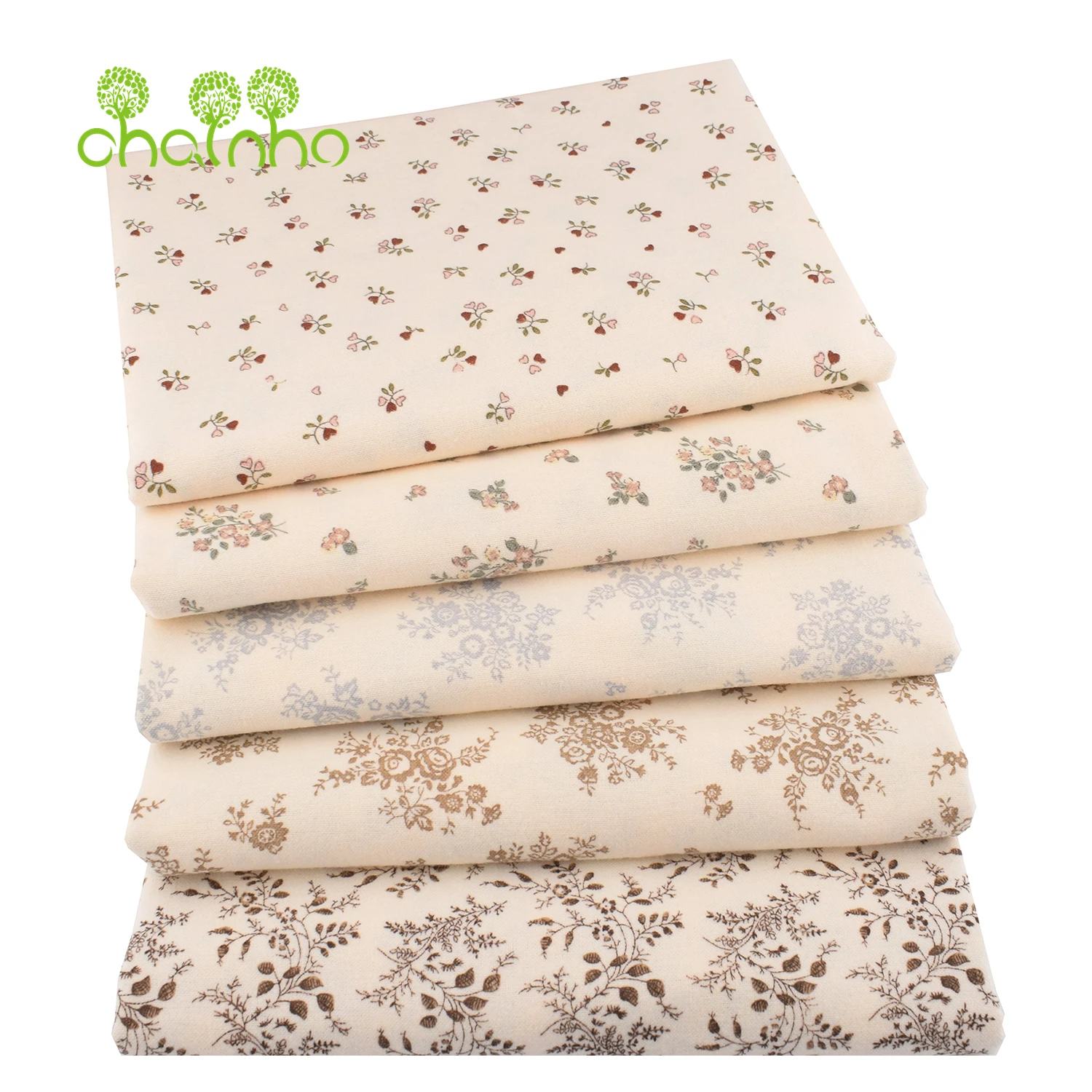 Chainho,Printed Plain Brushed Cotton Fabric,DIY Sewing Quilting Material For Cushion,Pillow,Sofa,Tablecloth,Floral Series,25MM4