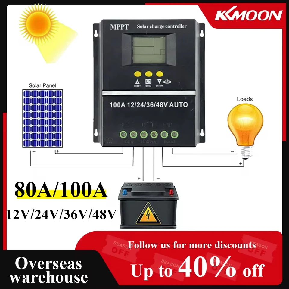 Controlador de carga solar 100A/80A/60A MPPT/PWM Controlador de carga