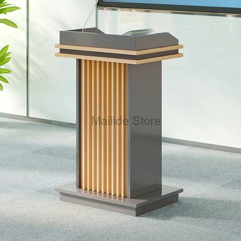 Wooden Small Reception Desks Front Desk Creative Church Pulpit Modern Welcome Desk Restaurant Shopping Guide Desk with Wheels welcome page