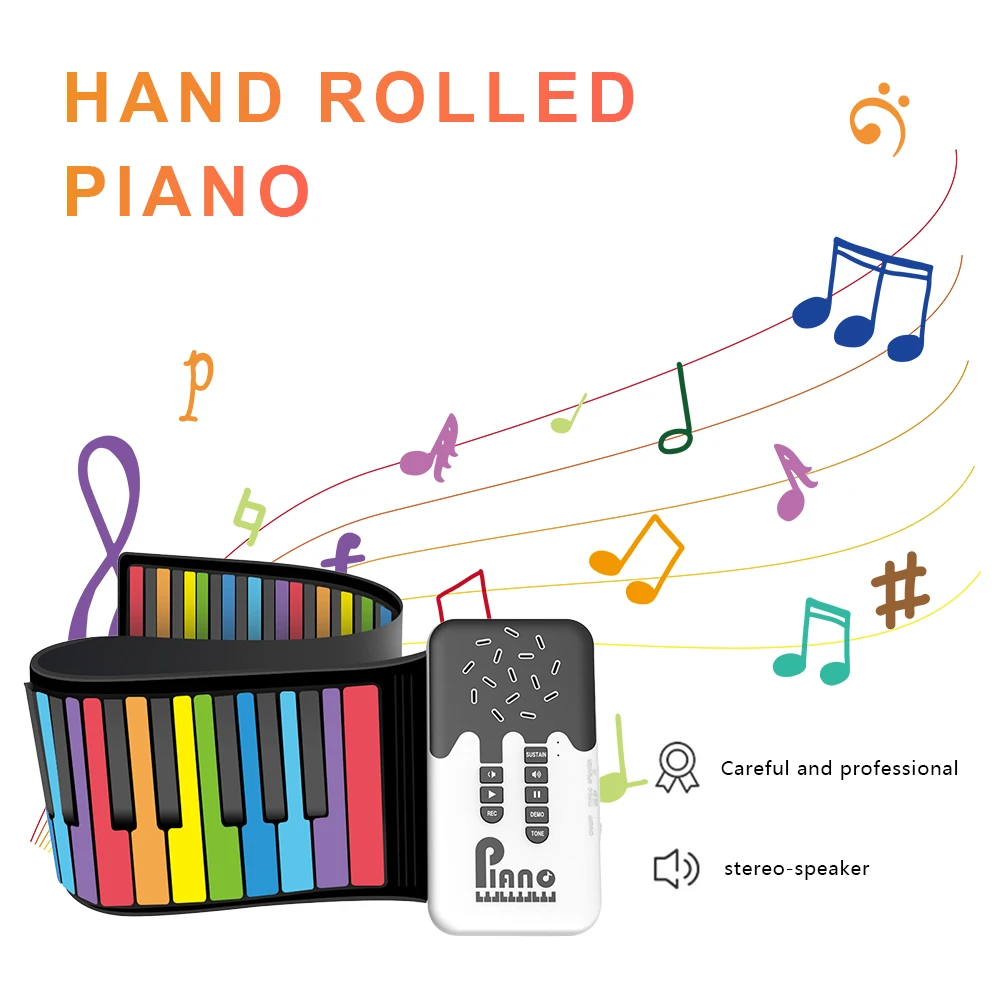49 Keys Electronic Piano USB Input Digital Keyboard Electronic Hand Roll Piano Soft Silicone Bluetooth-Compatible Mp3 Headphone