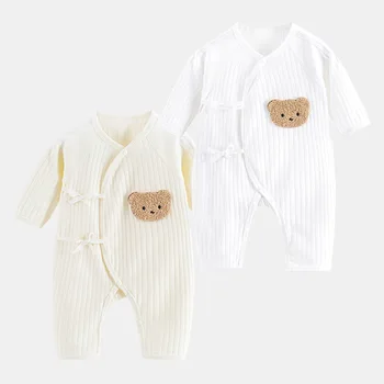 Baby Cotton Knit Long Sleeve Romper 1