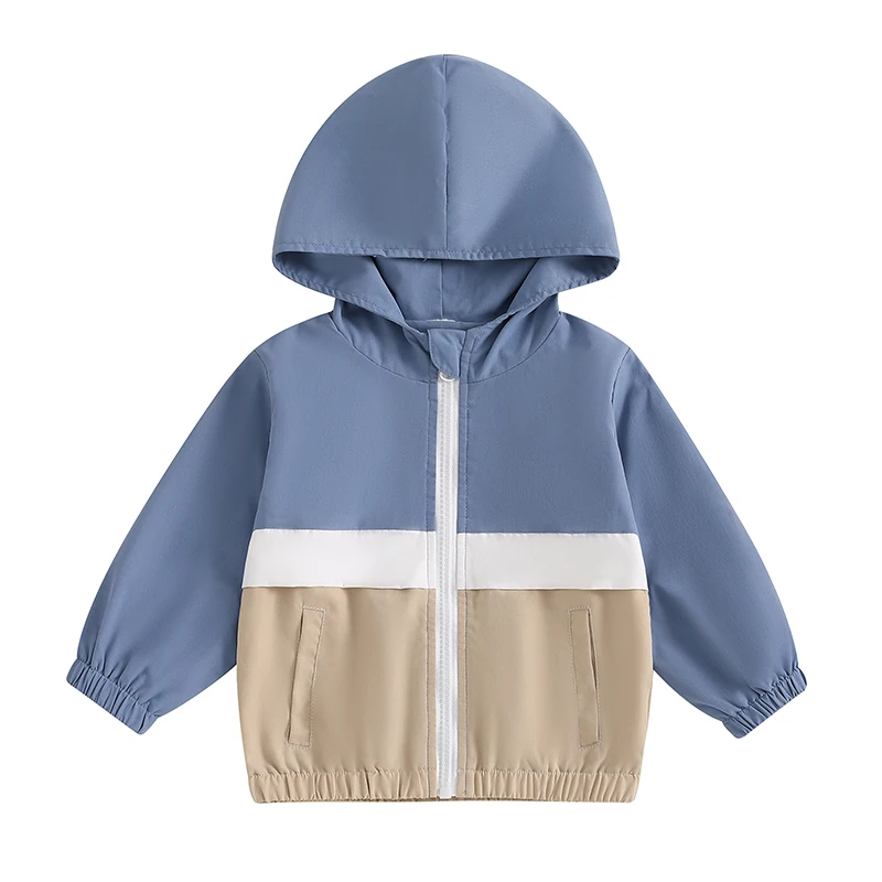 Focus norm 0-4y Herbst kleine Jungen Hoodies Jacke Outwear Langarm Farbe Patchwork Reiß verschluss Kapuzen mäntel – Detail 10