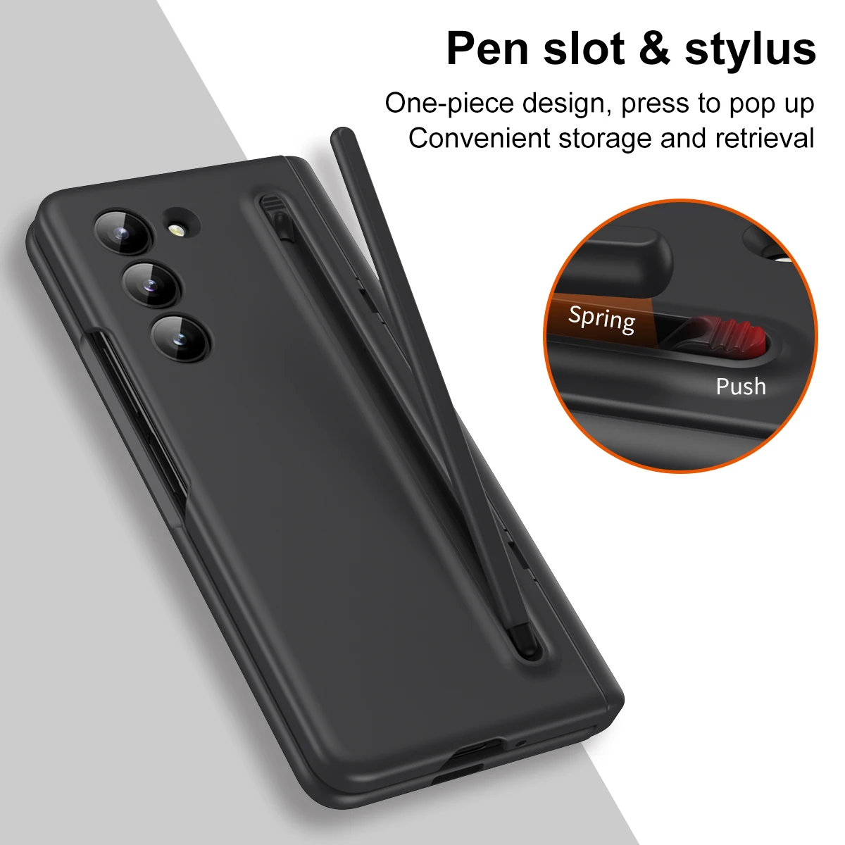 Luxury Fold Stand Phone Case with Pen Holder and Elastic Skin Feel