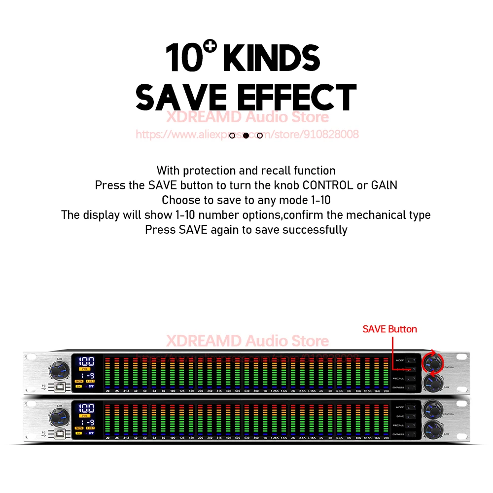 Graphic Equalizer 31 Band Audio Digital Effect Controller Pro Ecualizad Processor Stage And Karaoke Equalizadores with Squelch