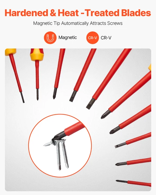 6895-fdd6ae.jpg SucceBuy Insulated Screwdriver Set Professional Electrical Screwdriver Set 1000V Insulated Electrician Tool Set Magnetic Phillip