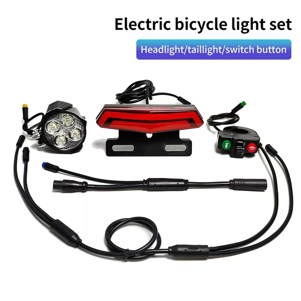 

1 Set Of Electric Bicycle LED Headlight Taillight Turn Signal Rear Light Strip Switch For Bafang Mid-Mounted Motor Accessories