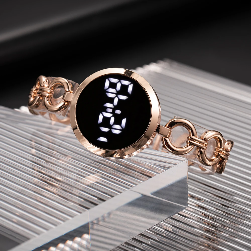 

Sdotter 2023 Luxury Watch For Women Rose Gold Stainless Steel Ladies Wristwatch LED Digital Watches Women's Electronic Clock Rel