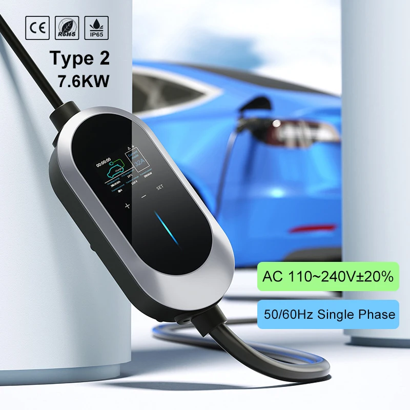 CTOLITY EV 충전기 타입 2 충전 케이블, 전기 자동차용 CEE 3 핀 충전 스테이션, AC 110 240V 고속 충전기, 32A, 7.6KW