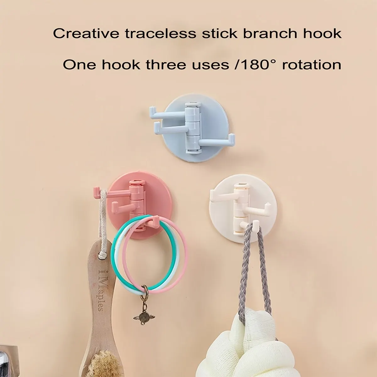 10PC Non-punching Cute Hook Bathroom Bedroom Door Back Coat Hook Kitchen Traceless Sticky Triple Random Delivery self adhesive hooks multifunctional hooks kitchen hook self adhesive wall hooks suction cup hook heavy duty hooks