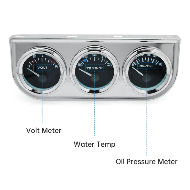 Kit Calibro Triplo 3 In 1 Voltetro Teperatura Acqua Anoetro Olio Contagiri - Foto 13