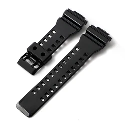 Deluxe Silicone Watch Strap with Gold Buckle - Black, 16mm - 16mm (Black black Glossy)