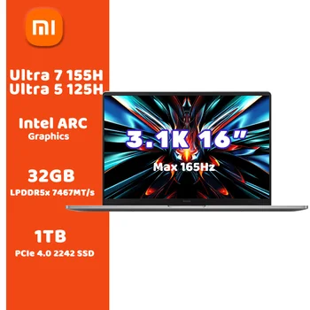New Xiaomi Redmi Book Pro 16 2024 Laptop Intel Core Ultra 7 155H/5 125H NoteBook 32G DDR5+1TB SSD 16" 3.1K 165Hz Screen PC 1