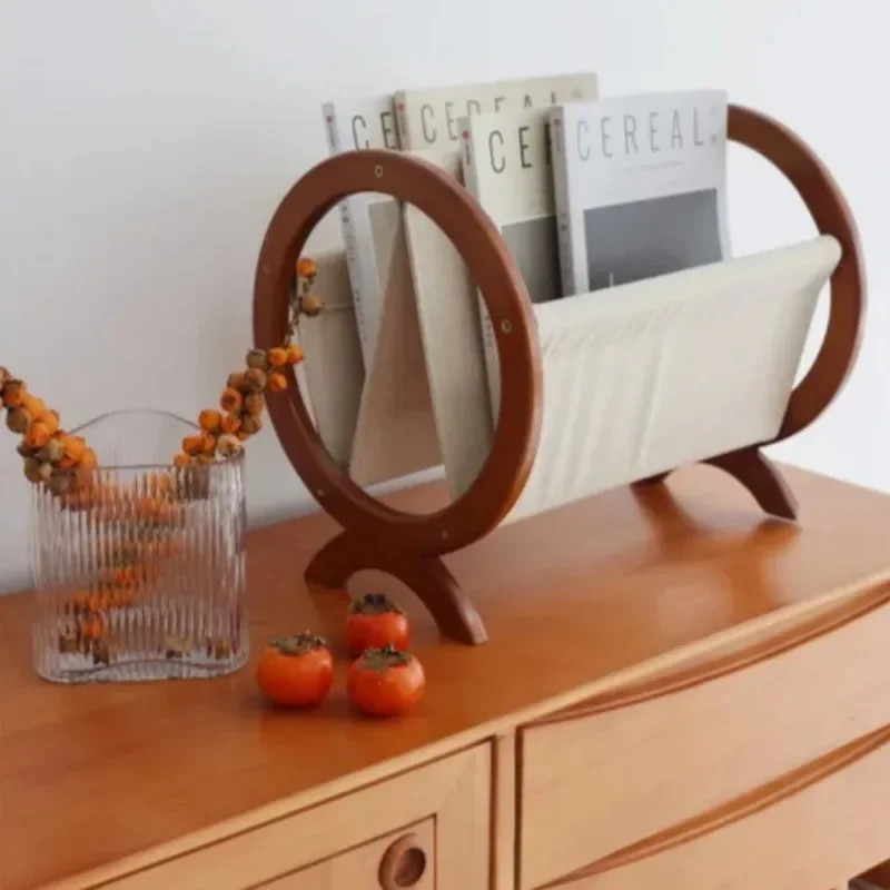 HEWU Cherry Wood Magazine Living Room Design Book Newspaper Rack Black Glue Storage Sofa Vintage Reproduction