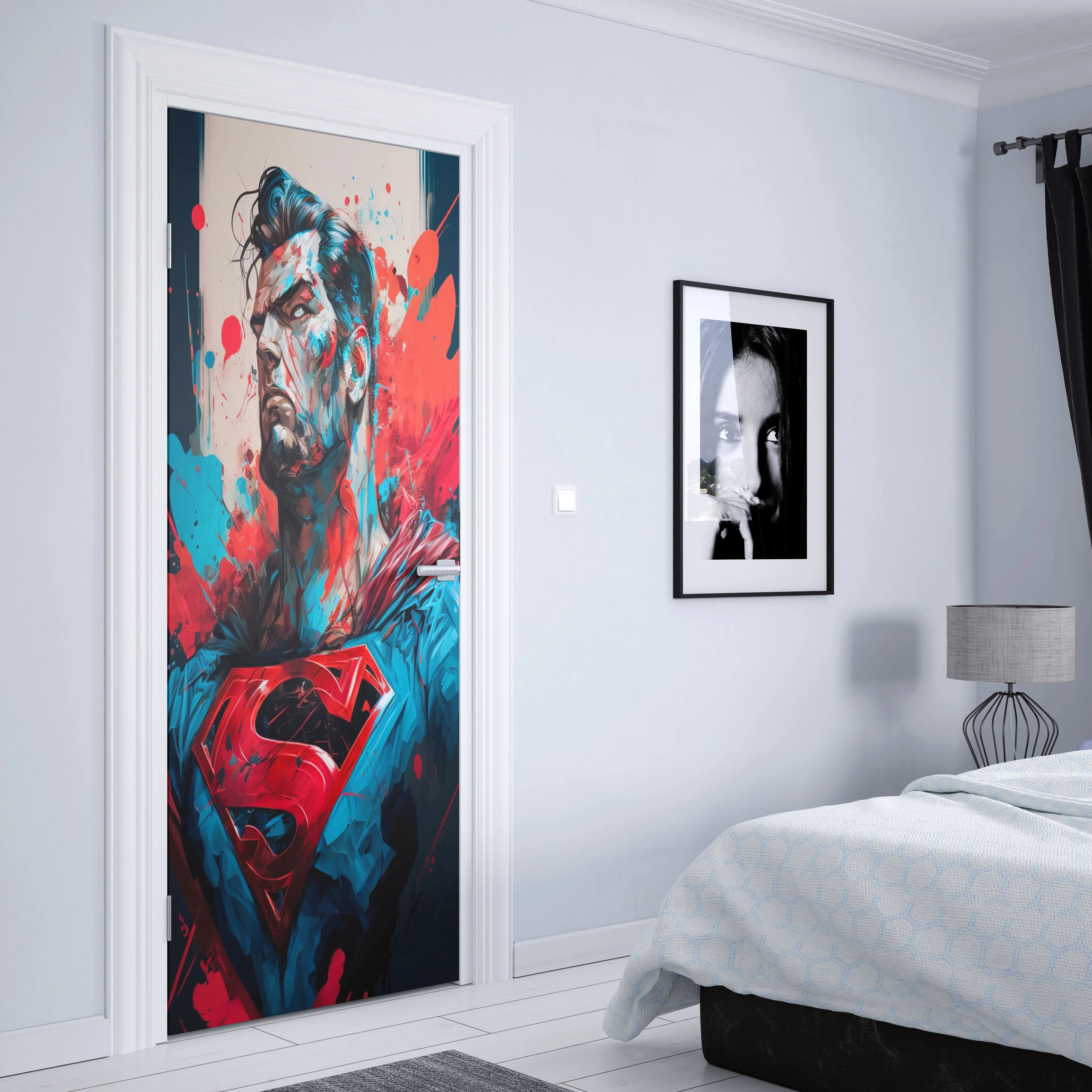 Superman Batman DC Comics Characters Classic Movie HD Door Sticker Room Home Wall Modern Watercolor Decoration Aesthetic Gift