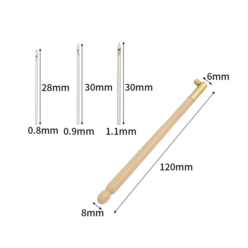 Sticknadel Tambour Häkelnadel Luneville Hakengriff mit 3-Nadeln Set S Couture Luneville Glitzerperlen-Stickwerkzeug – Detail 1