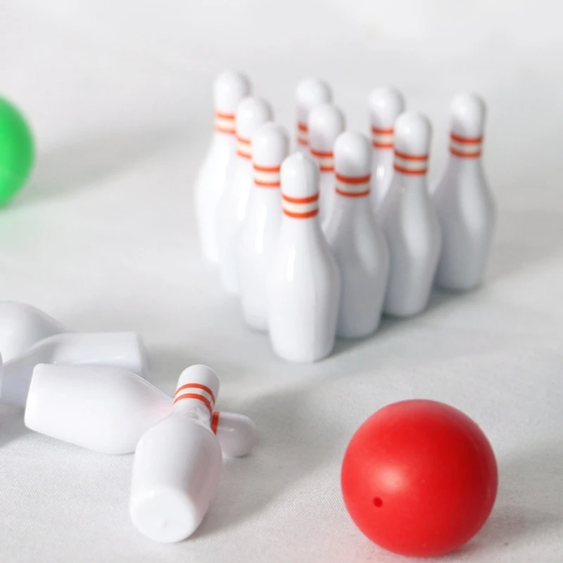 

Baby House Bowling Set Mini Simulation Sports Goods Outdoor Miniature Model Kit Include 10x Bottles 2x Bowling