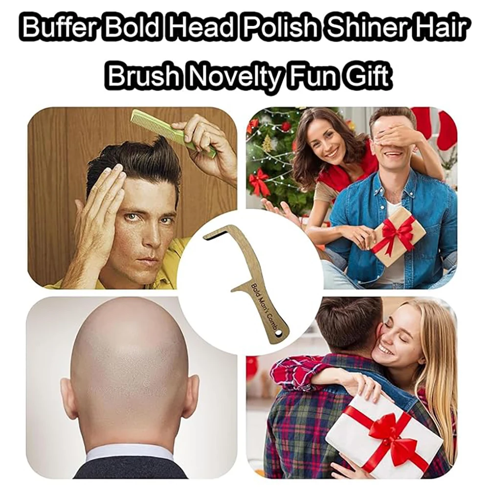 Bald Man's Unique Wooden Comb: Funny Hairless Head Polisher & Shiner - Novelty Gift