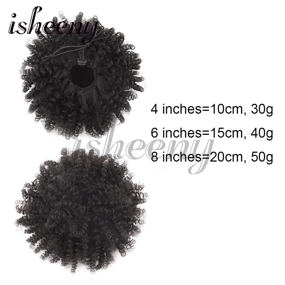 Afro Puff Kinky Curly Ponytail Human Hair Extensions Buns Chignon Accessories Drawstring Curly Ponytail Remy Human Hair 4
