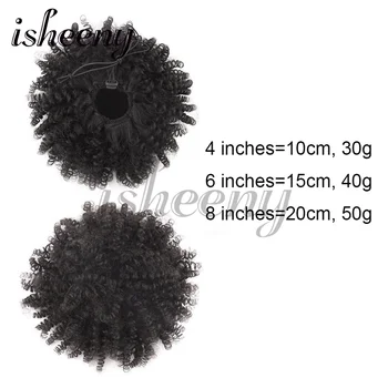 Afro Puff Kinky Curly Ponytail Human Hair Extensions Buns Chignon Accessories Drawstring Curly Ponytail Remy Human Hair 4