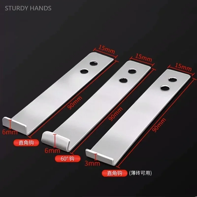 Ganci Per Piastrelle QWORK - 8 Pezzi In Acciaio Inox, Per Cornici E Specchi, Nero - Foto 4