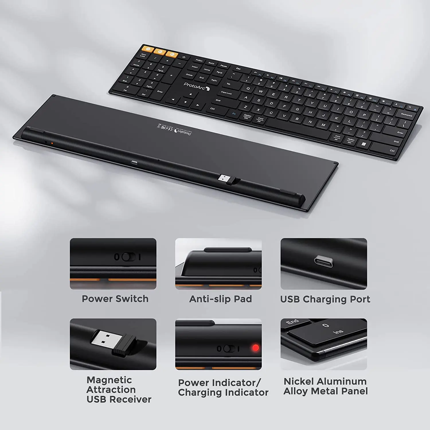 Protoarc xk21 2.4g teclado canhoto sem fio