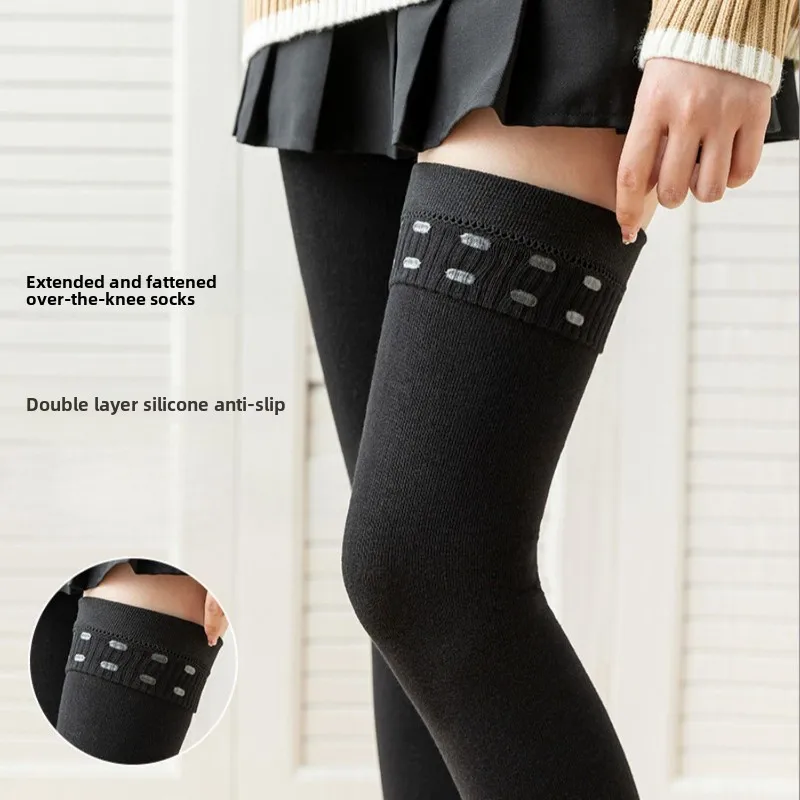 Extra Long Over The Knee High Socks With Anti Slip Silicone Top And High Elasticity Cotton Blend — photo 2
