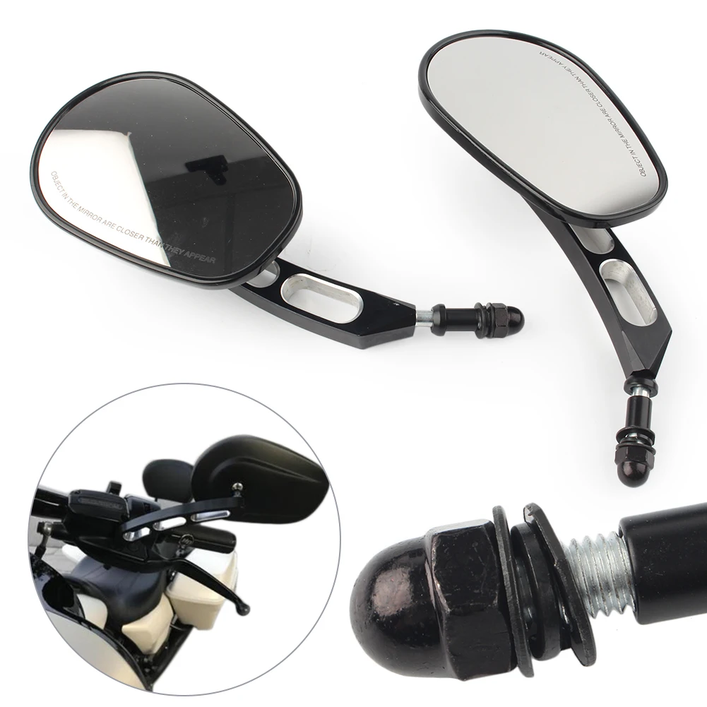 

2x Gloss Black Motorcycle Rearview Side Mirror For Haley Sportster 883 Softail Touring Dyna