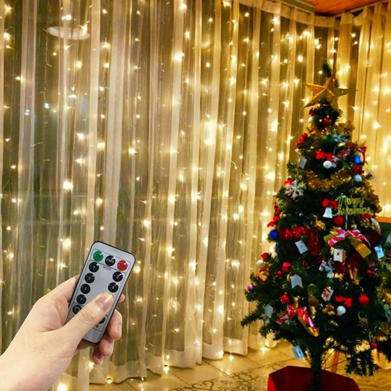 

3M Curtains LED Lights Holiday Lighting Fairy Lights New Year's Decor Aesthetic Room Decor for Wedding Cristmas Decoration 2024