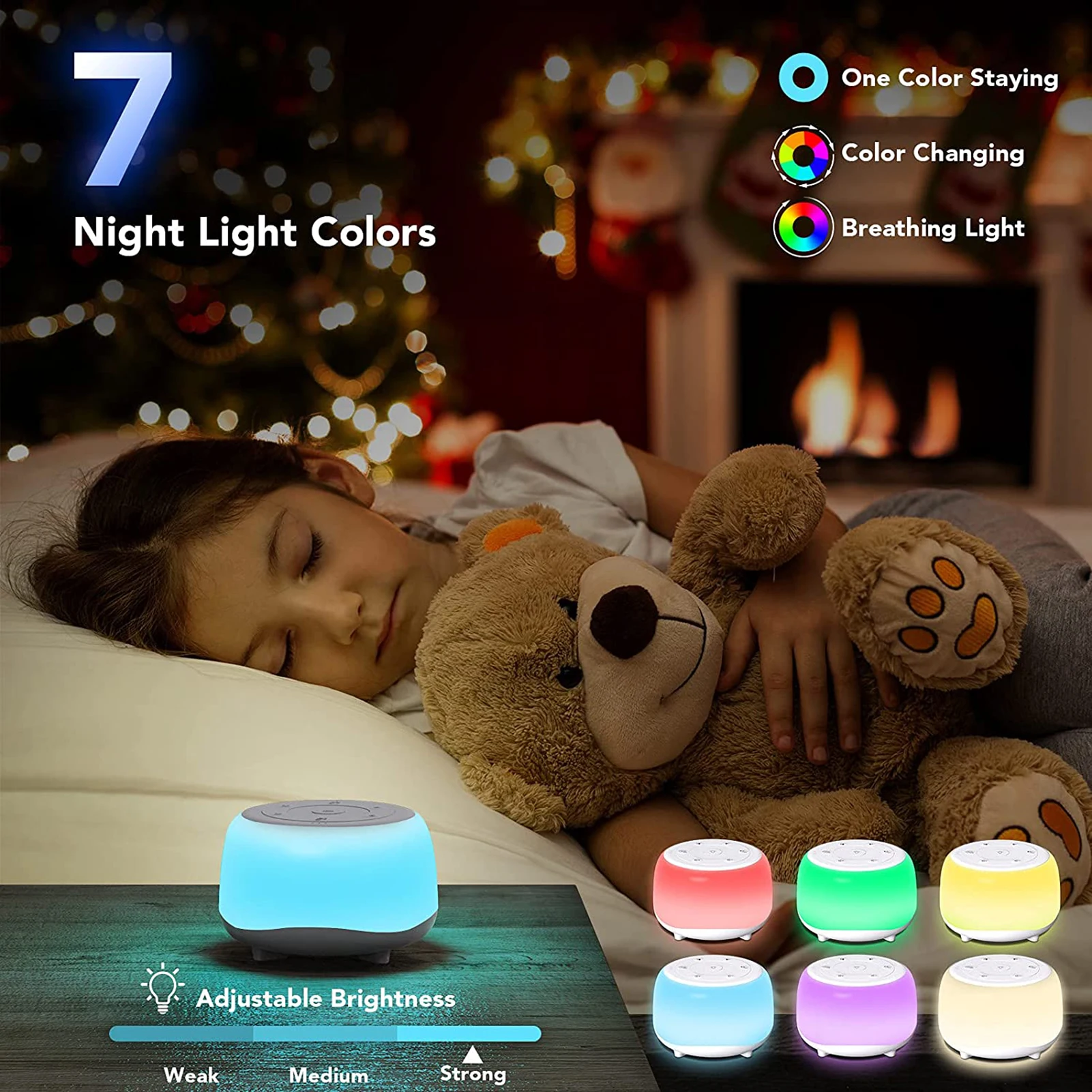White Noise Machine Sleep Aid Device Desktop White Noise Machine Sleep Sound Machine Baby Sleep Soother 7 Colors 34 Soothing Sounds 32 Levels Adjustable Volume